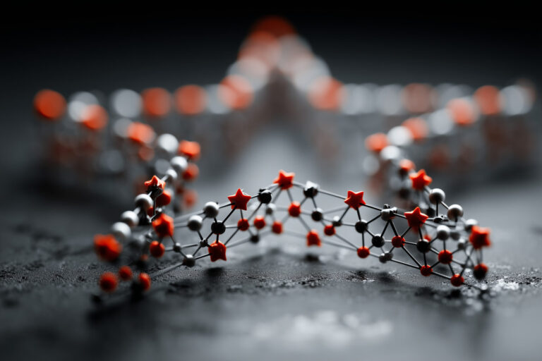 Vector interconnected node diagram forming of elements making up one very large star with the elements, symbolising a tech company attracting both talented staff, but also encouraging its users to invest their time and needs into the company's tools & products